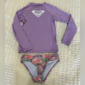 Roxy Purple Rashguard Swim Set Size 12